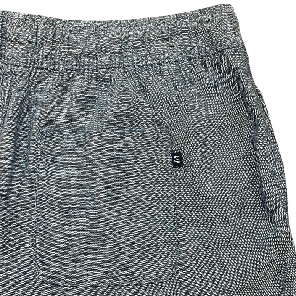 GAP Blue Linen Blend Pull On Front Tie Shorts with Pockets Women’s Size Large - Picture 5 of 6